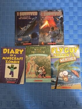Lot of 5 Scholastic Kids Books - For Young Readers Multiple Genres